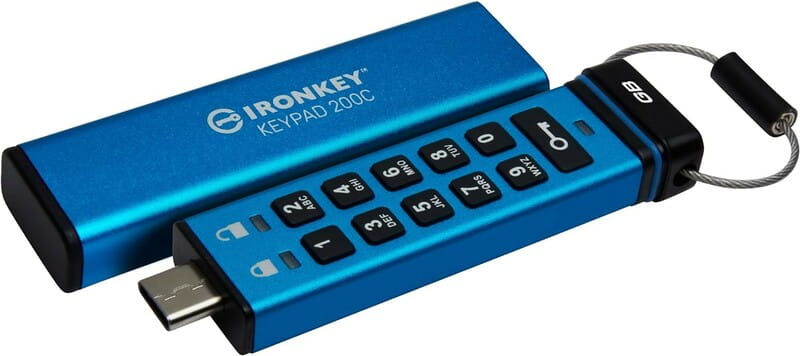 Флеш-накопитель USB3.2 128GB Kingston IronKey Keypad 200 Type-C Blue (IKKP200C/128GB)