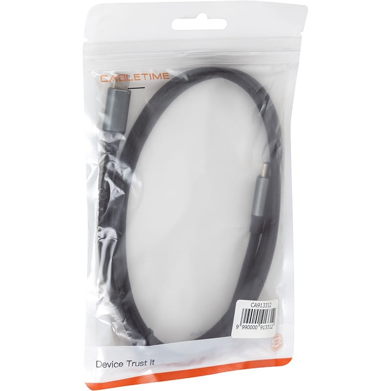 Кабель PowerPlant USB Type-C - USB Type-C (M/M), 20Gbps, 100W, 1м Black (CA913312)