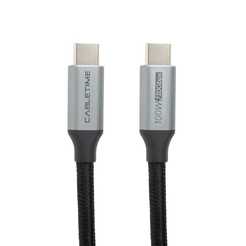 Кабель PowerPlant USB Type-C - USB Type-C (M/M), 20Gbps, 100W, 1м Black (CA913312)