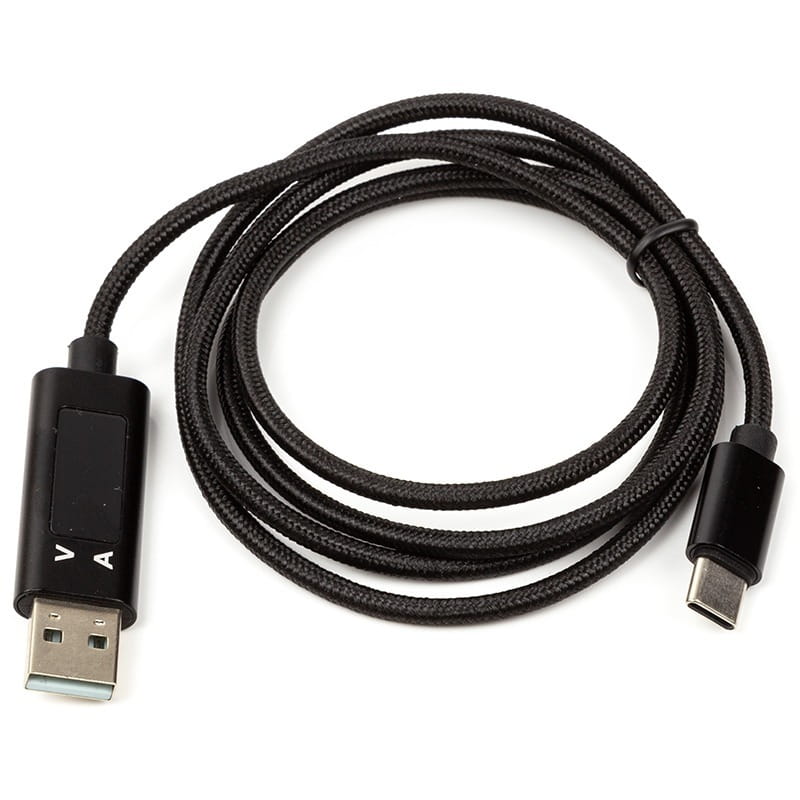 Кабель PowerPlant USB -  USB Type-C (M/M) с измерителем тока, 1 м Black (CA913176)