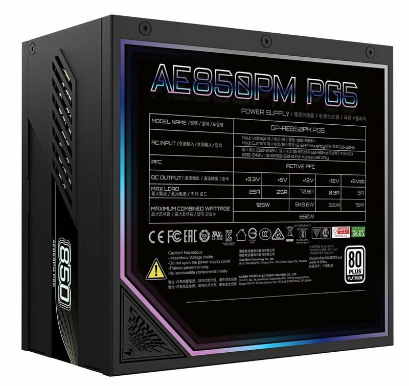 Блок питания Gigabyte GP-AE850PM PG5 850W