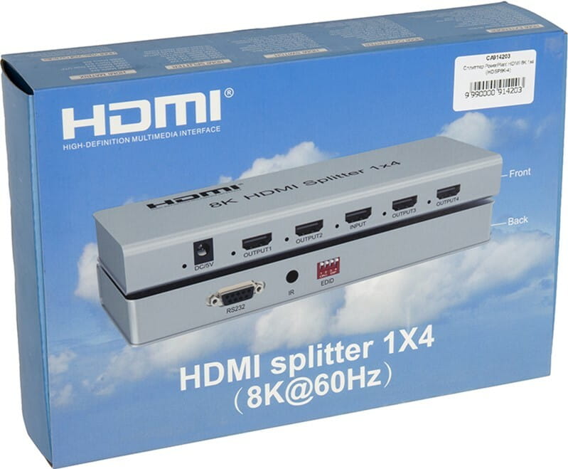 Сплітер PowerPlant HDMI - 4xHDMI, 8K Silver (CA914203)