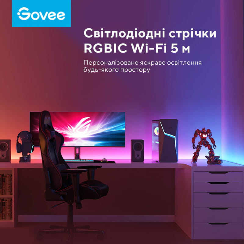 Світлодіодна стрічка розумна Govee H618A RGBIC, 5 м, White (H618A3D1)