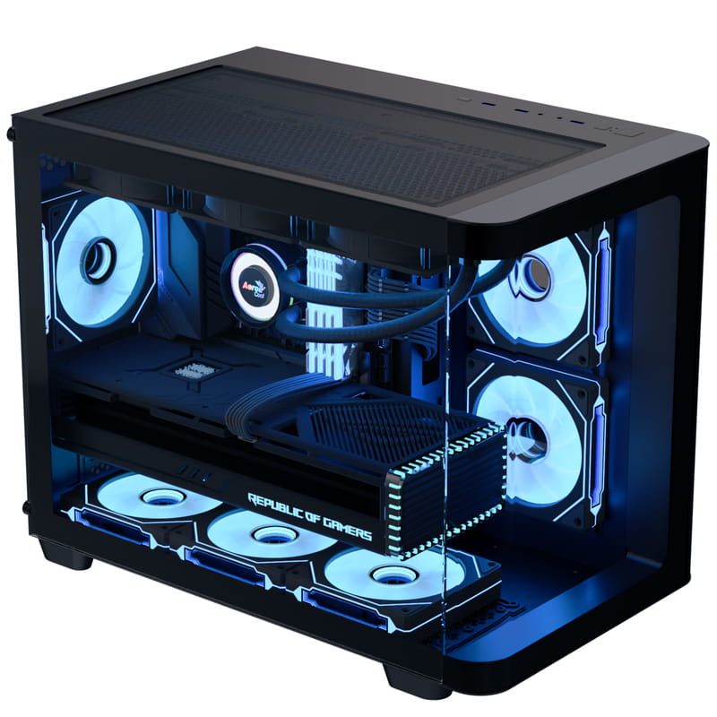 Корпус AeroCool P300C-G-BK-v1 (ACCS-PN02033.11) Black без БП