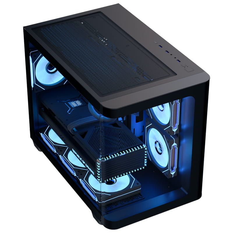 Корпус AeroCool P300C-G-BK-v1 (ACCS-PN02033.11) Black без БП