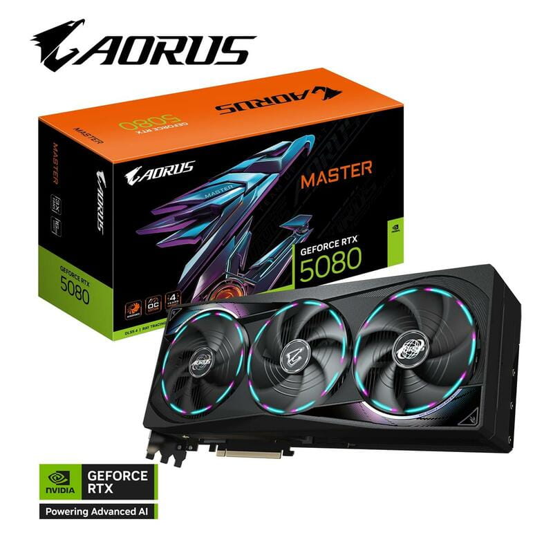 Відеокарта GF RTX 5080 16GB GDDR7 Aorus Master Gigabyte (GV-N5080AORUS M-16GD)