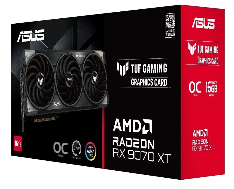 Видеокарта AMD Radeon RX 9070 XT 16GB GDDR6 TUF Gaming OC Asus (TUF-RX9070XT-O16G-GAMING)