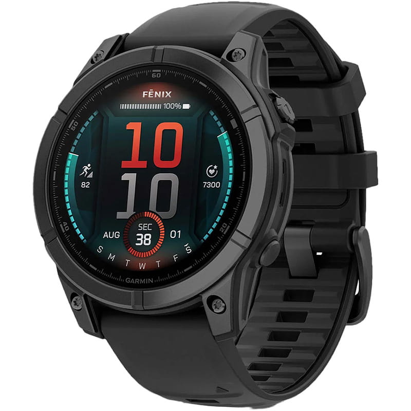 Смарт-годинник Garmin Fenix E 47mm AMOLED Slate Gray Steel with Black Silicone Band (010-03025-13)