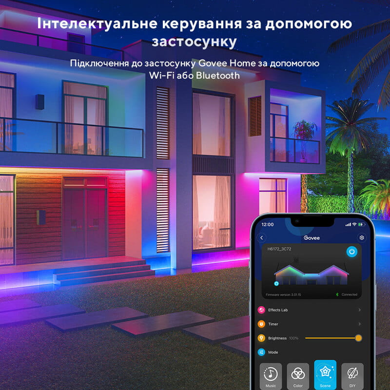 Світлодіодна стрічка розумна Govee H6172 RGBIC Phantasy Outdoor, 10 м, White (H61723D1)