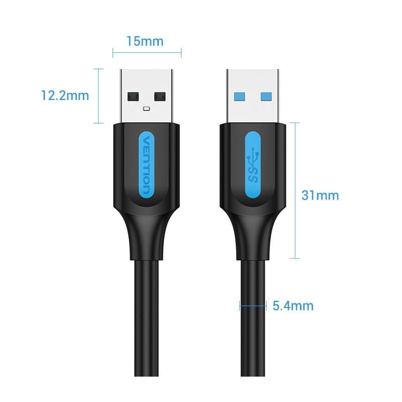 Кабель Vention USB - USB V 3.0 (M/M), 1 м, Black (CONBF)
