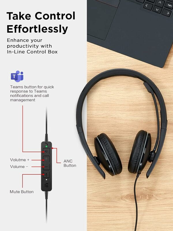 Гарнитура Lenovo Wired ANC Headset Black (4XD1M45627)