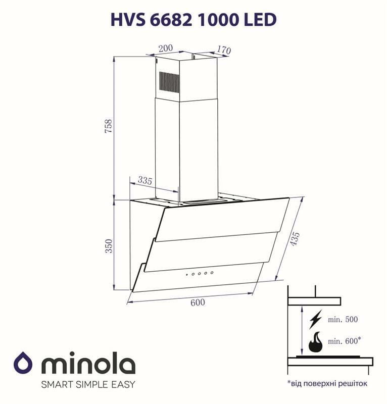 Вытяжка Minola HVS 6682 BL 1000 LED