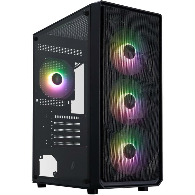 Корпус 1stPlayer FD3-M-BK-4F7 Black без БП