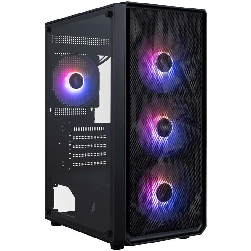 Корпус 1stPlayer FD3-M-BK-4F7 Black без БП