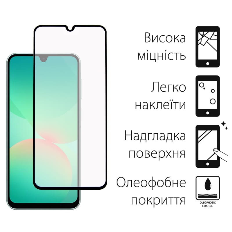 Защитное стекло Dengos для Samsung Galaxy A26 SM-A266 Black Full Glue (TGFG-386)