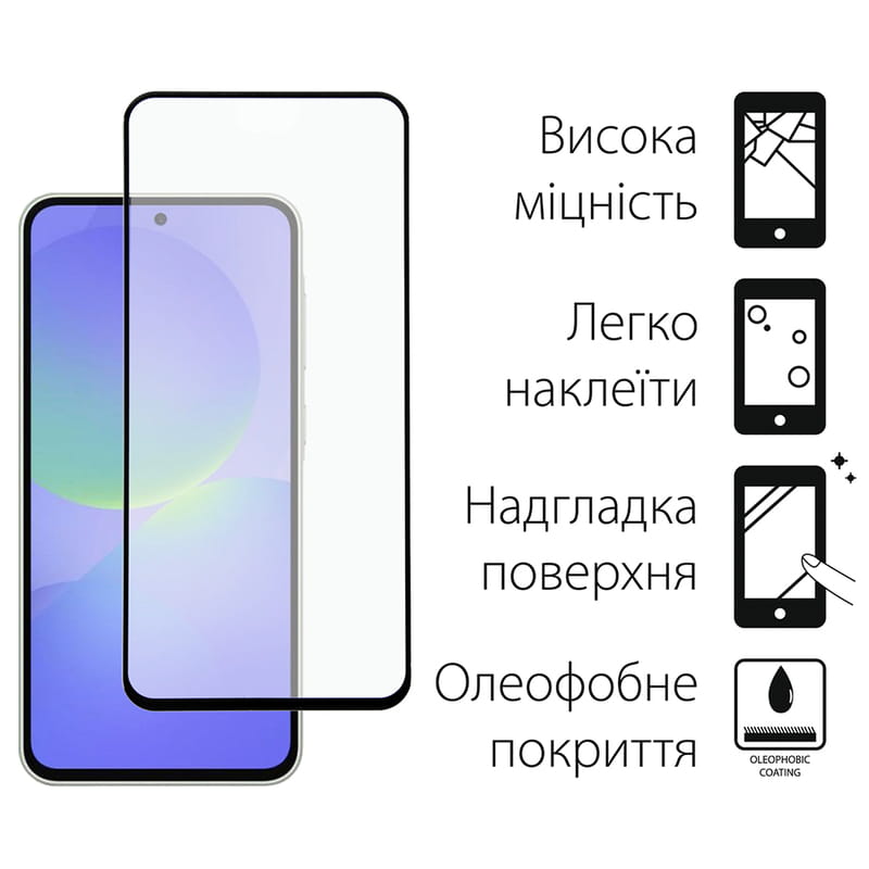 Защитное стекло Dengos для Samsung Galaxy A36 5G SM-A366 Black Full Glue (DG-TG2P-68) 2шт