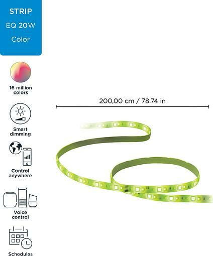 Світлодіодна стрічка розумна WiZ LED 2700-6500K 1600Лм RGB Wi-Fi 2 м, White (929002524801)