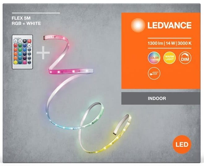 Світлодіодна стрічка Ledvance Flex 14W, 1300Lm, RGB 3000K RC 5 м, White (4099854095443)