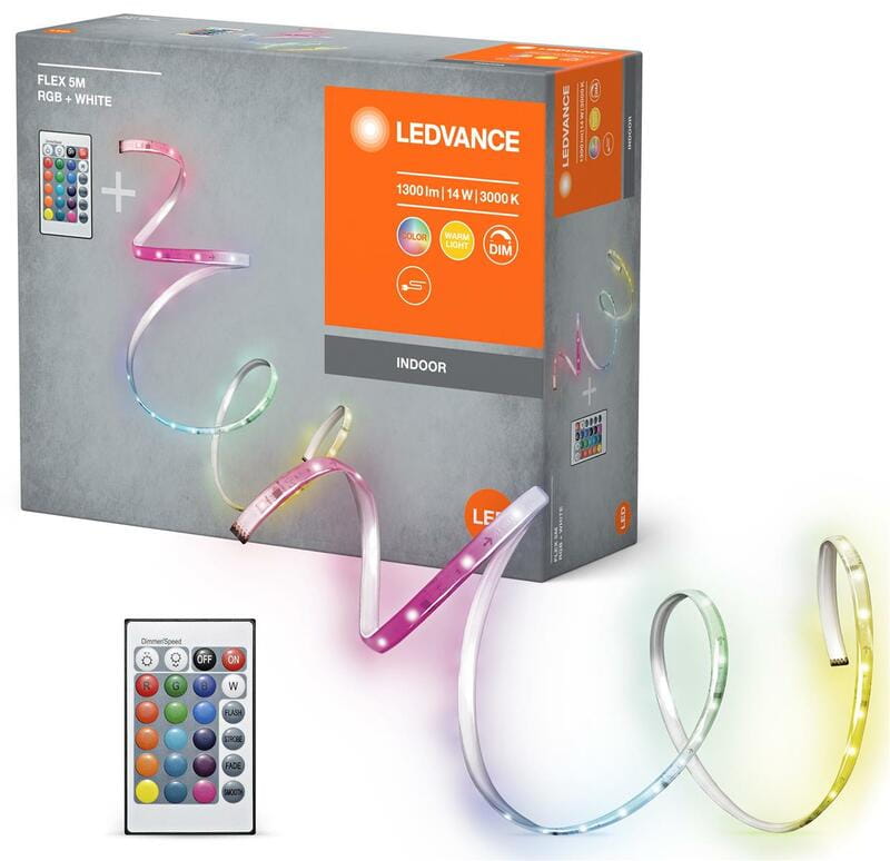 Світлодіодна стрічка Ledvance Flex 14W, 1300Lm, RGB 3000K RC 5 м, White (4099854095443)
