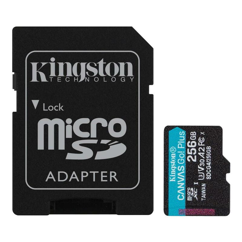Карта памяти MicroSDXC  256GB UHS-I/U3 Class 10 Kingston Canvas Go! Plus R200/W160MB/s + SD-адаптер (SDCG4/256GB)