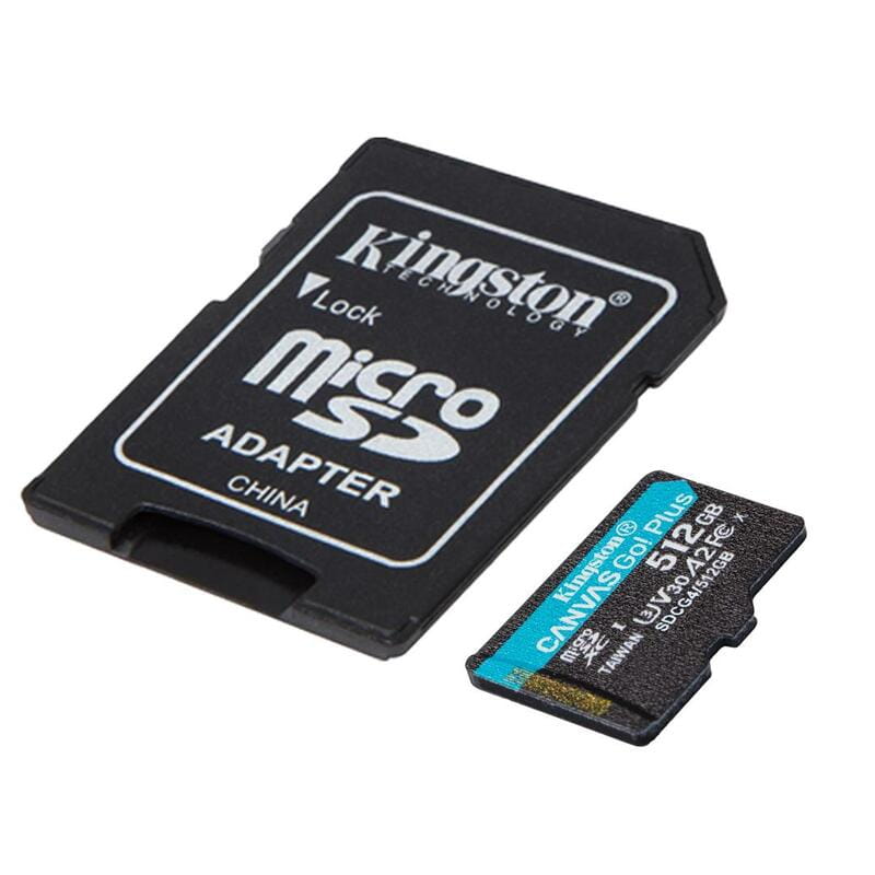 Карта памяти MicroSDXC  512GB UHS-I/U3 Class 10 Kingston Canvas Go! Plus R200/W160MB/s + SD-адаптер (SDCG4/512GB)