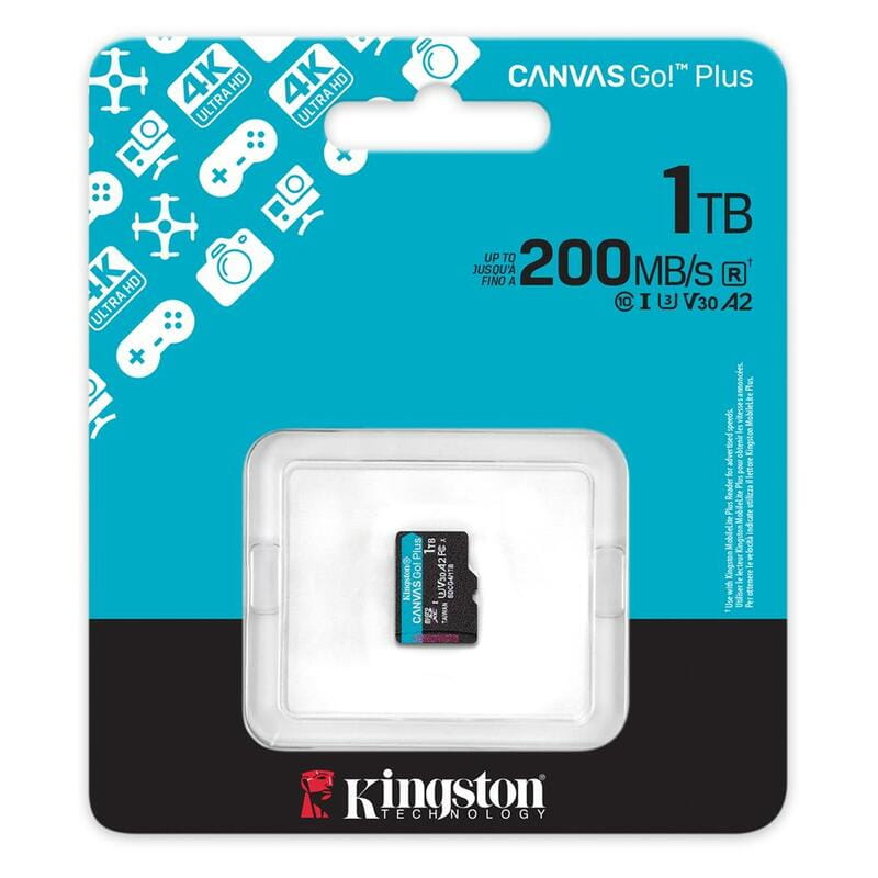 Карта памяти MicroSDXC 1TB UHS-I/U3 Class 10 Kingston Canvas Go! Plus R200/W160MB/s (SDCG4/1TBSP)