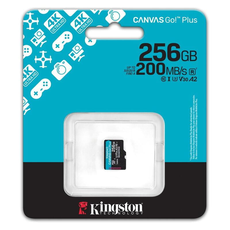 Карта памяти MicroSDXC  256GB UHS-I/U3 Class 10 Kingston Canvas Go! Plus R200/W160MB/s (SDCG4/256GBSP)