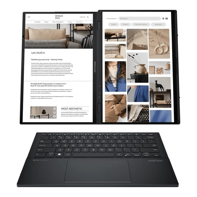 Ноутбук Asus Zenbook Duo UX8406CA-QL214X (90NB14X1-M00BR0) Inkwell Gray