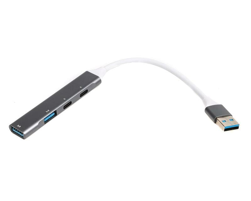 Концентратор USB 3.0 Maxxter 1xUSB-A 3.0, 1xUSB-A 2.0, 2xUSB-C Gray (HU3A-4P-03)