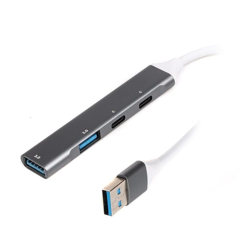 Концентратор USB 3.0 Maxxter 1xUSB-A 3.0, 1xUSB-A 2.0, 2xUSB-C Gray (HU3A-4P-03)