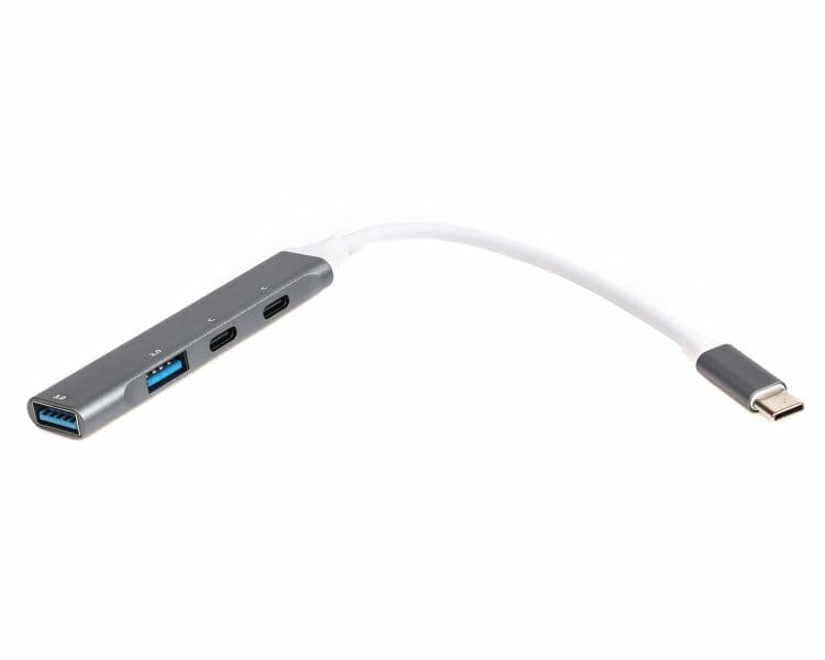 Концентратор USB Type-C Maxxter 1xUSB-A 3.0, 1xUSB-A 2.0, 2xUSB-C Gray (HU3C-4P-03)
