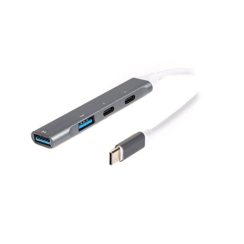 Концентратор USB Type-C Maxxter 1xUSB-A 3.0, 1xUSB-A 2.0, 2xUSB-C Gray (HU3C-4P-03)