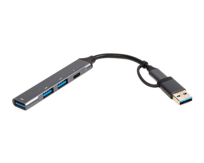Концентратор USB Type-C/USB Maxxter 1xUSB-A 3.0, 2xUSB-A 2.0, 1xUSB-C Gray (HU3C-4P1CN-01)