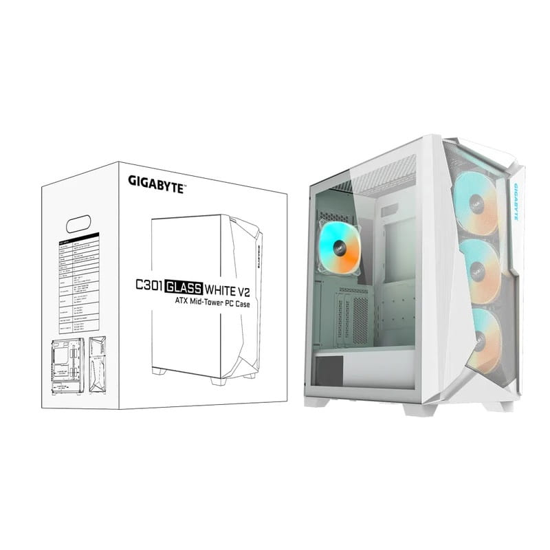 Корпус Gigabyte C301 Glass V2 White без БП (C301GW V2)