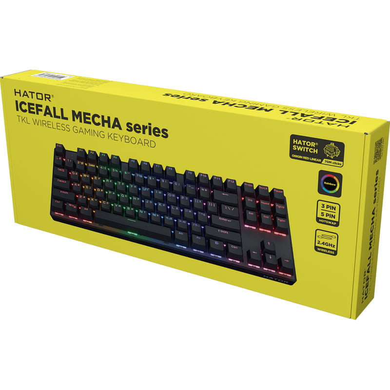 Клавиатура Hator Icefall Mecha TKL Wireless Rainbow Black (HTK287UA)