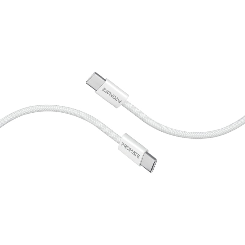 Кабель Promate USB Type-C - USB Type-C (M/M), 3A, 60W, 2 м, White (ecoline-cc200.white)