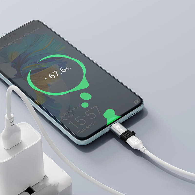 Адаптер XO Lightning - USB Type-C (F/M) Grey (NB263B.tranish)