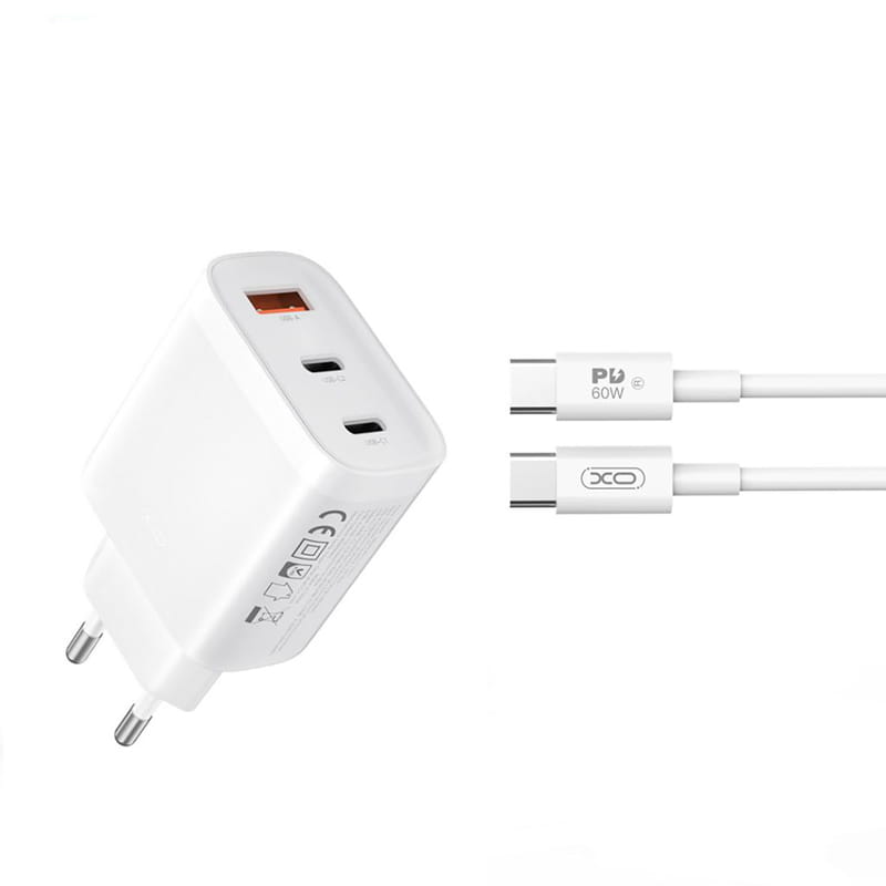 Сетевое зарядное устройство XO L117 (2USB-С, 1USB, 3А) PD, QC 3.0 White (L117-CC.white)