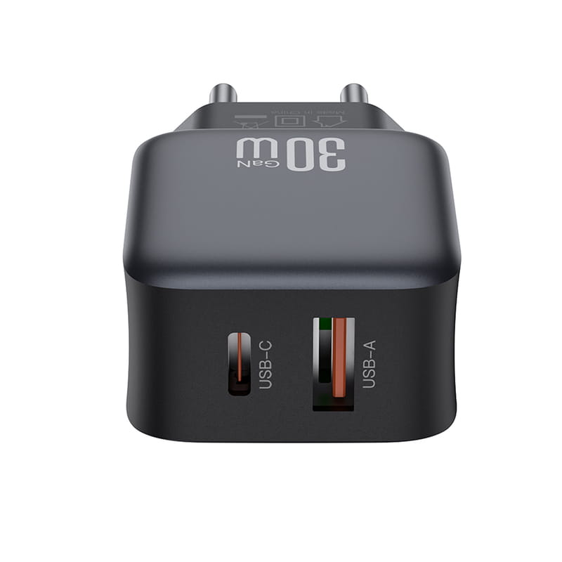 Сетевое зарядное устройство XO L156 (1USB-С, 1USB, 3А) PD, QC 3.0 Black (L156.black)