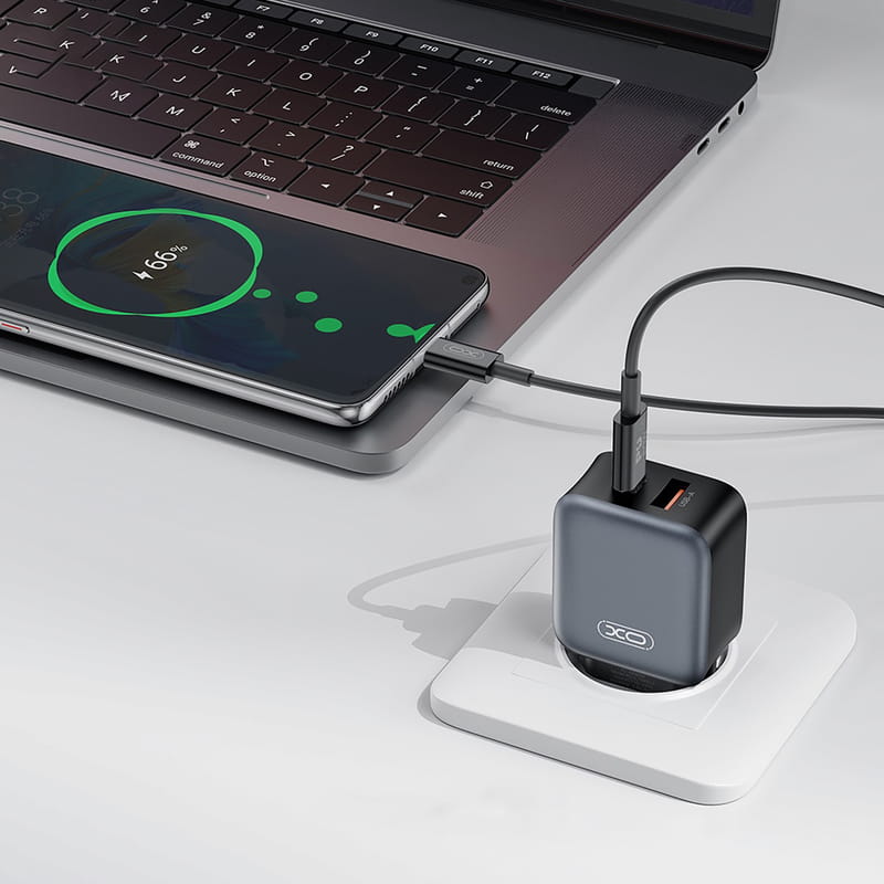 Сетевое зарядное устройство XO L154 (1USB-С, 1USB, 3А) PD, QC 3.0 Black (L154.black)