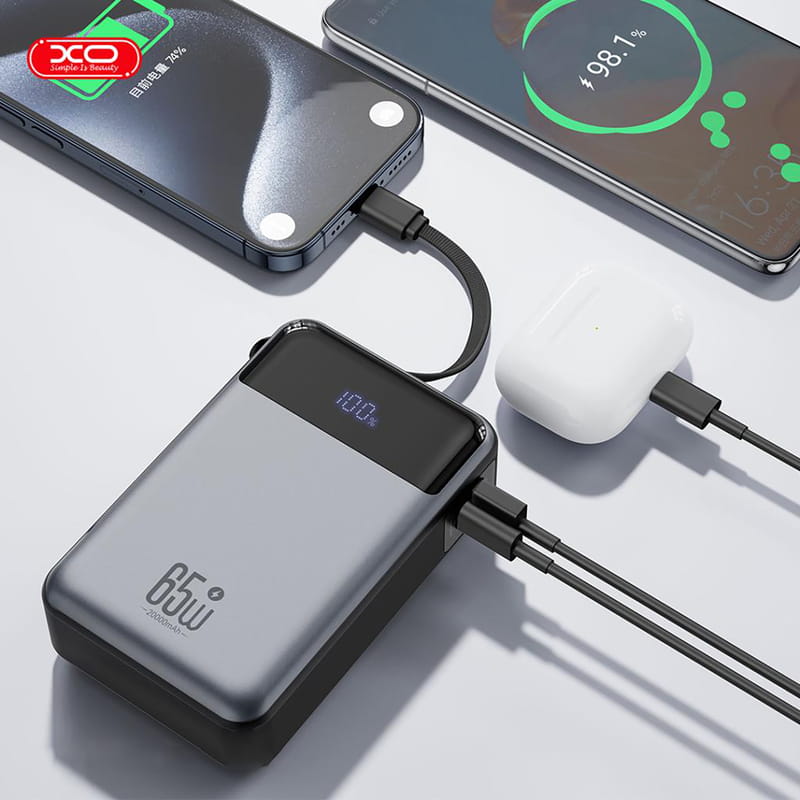 Универсальная мобильная батарея XO PR267 PD 65W 20000mAh Grey