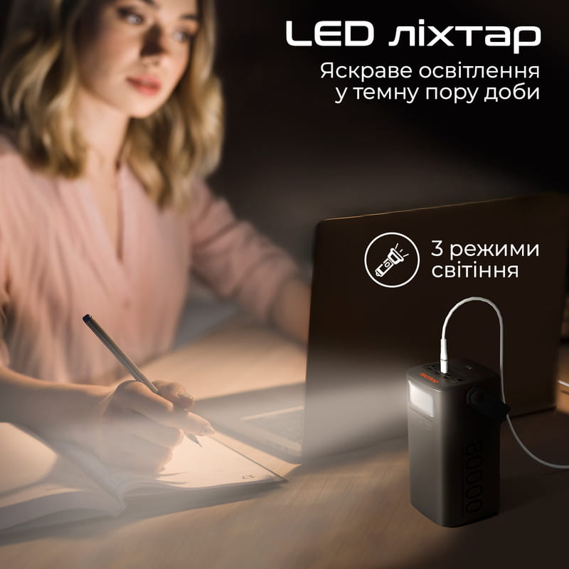 Универсальная мобильная батарея Techno 80000mAh PD 65W QC 3.0 Black (powerbank-80)
