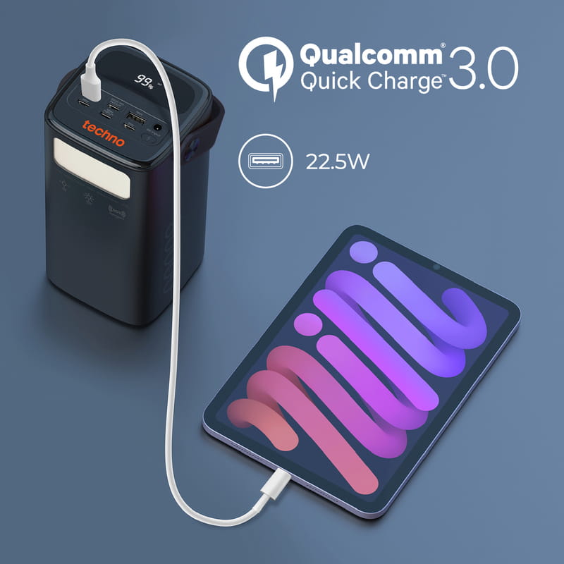 Универсальная мобильная батарея Techno 80000mAh PD 65W QC 3.0 Black (powerbank-80)