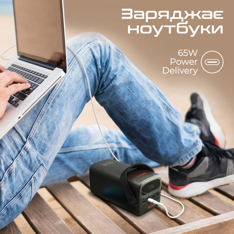 Универсальная мобильная батарея Techno 80000mAh PD 65W QC 3.0 Black (powerbank-80)