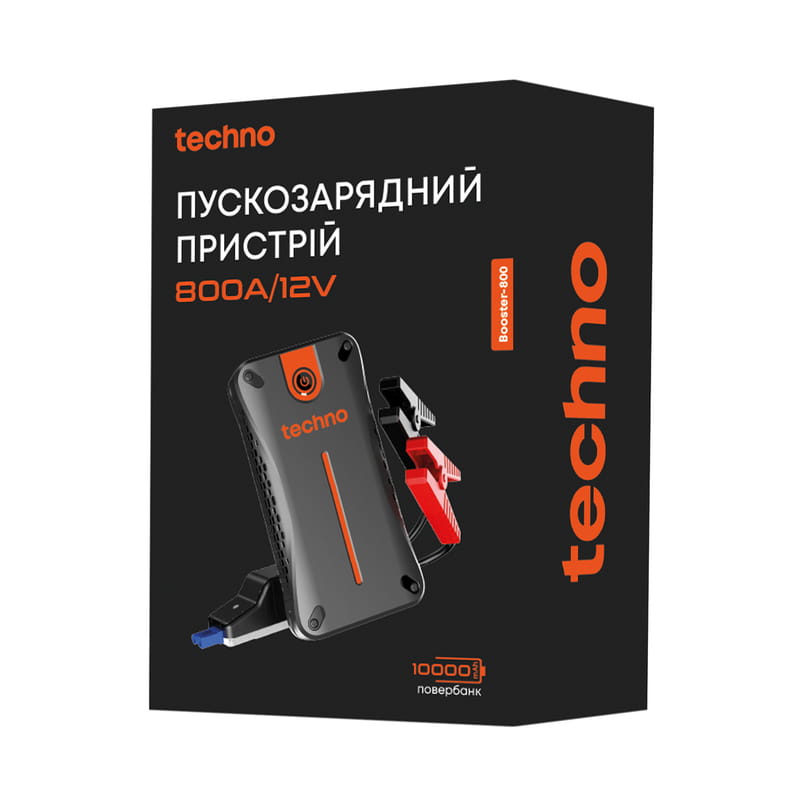 Пусковое устройство для автомобилей Techno 10000mAh Black (booster-800)