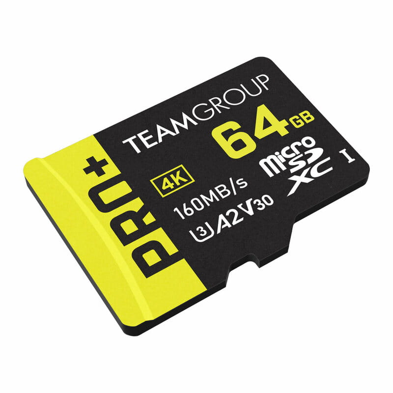 Карта памяти MicroSDXC  64GB UHS-I/U3 Class 10 Team Pro+ R160/W55MB/s + SD-адаптер (TPPMSDX64GIA2V3003)