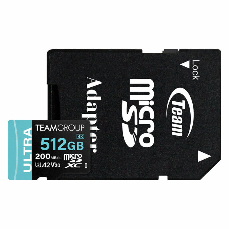Карта пам`ятi MicroSDXC  512GB UHS-I/U3 Class 10 Team Ultra R200/W170MB/s + SD-адаптер (TULMSDX512GIA2V3022503)