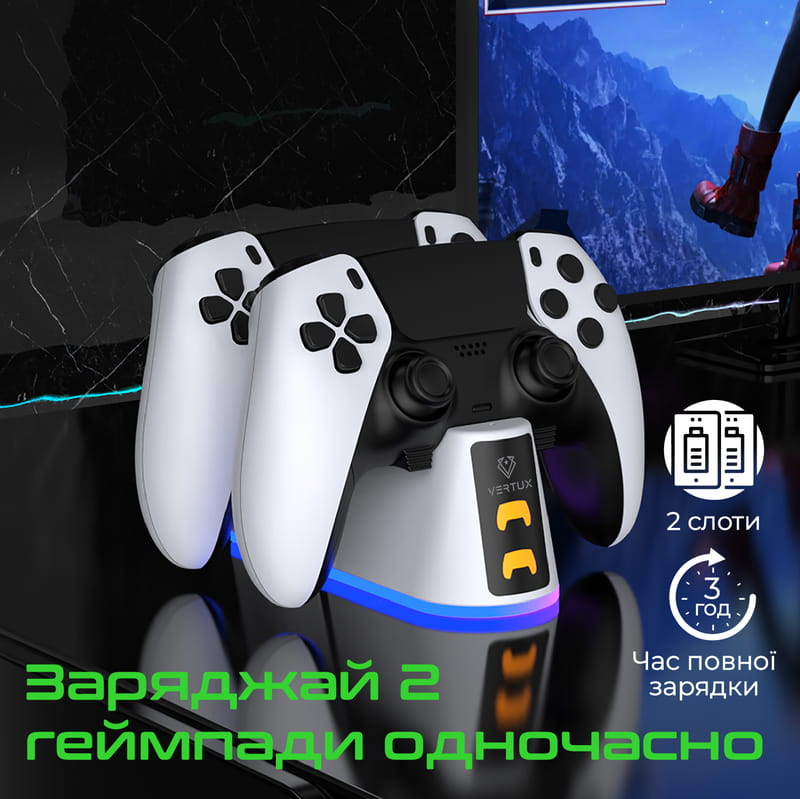 Зарядная станция Vertux для Sony PlayStation Duodock-PS5 White (duodock-ps5)