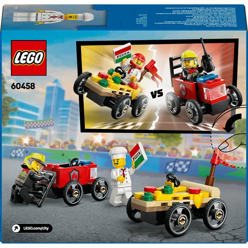 Конструктор LEGO City «Піца-авто проти пожежної машини» Набір перегонів (60458)