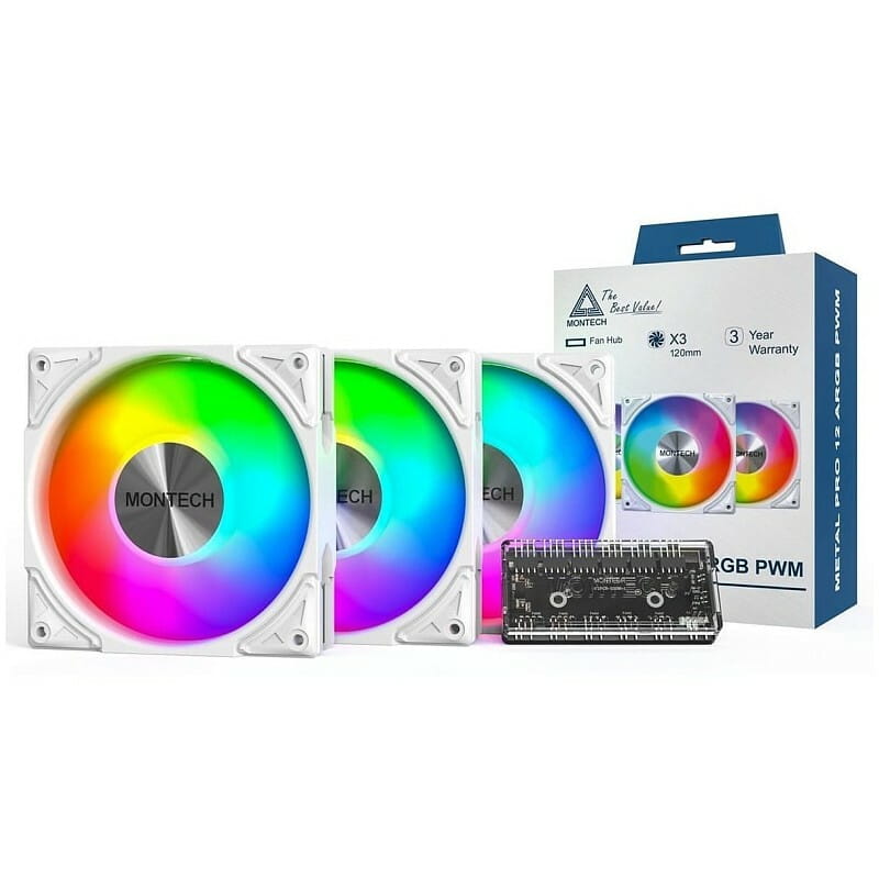Вентилятор Montech Metal Pro 12 (W31) PWM ARGB White